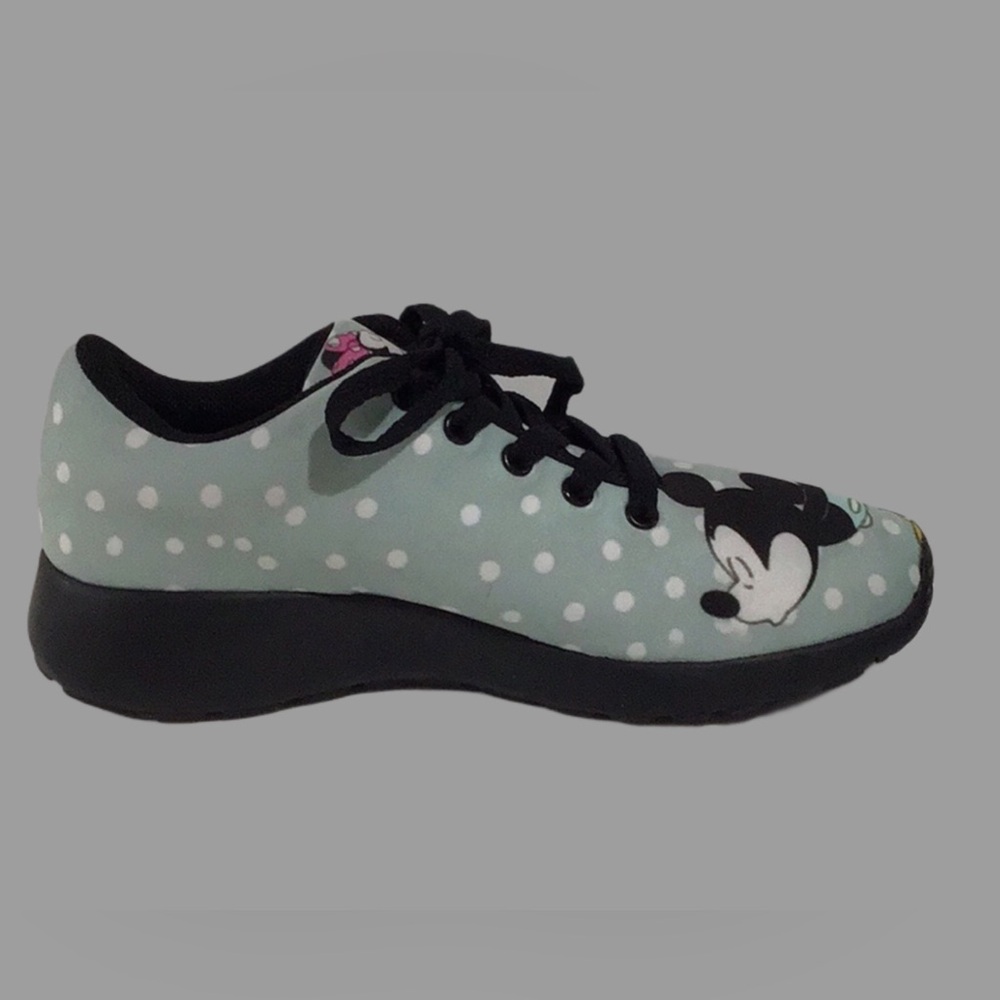 MICKEY and MINNIE Kissing Sneakers Light Green White Polka Dots Size 7 - Picture 6 of 10